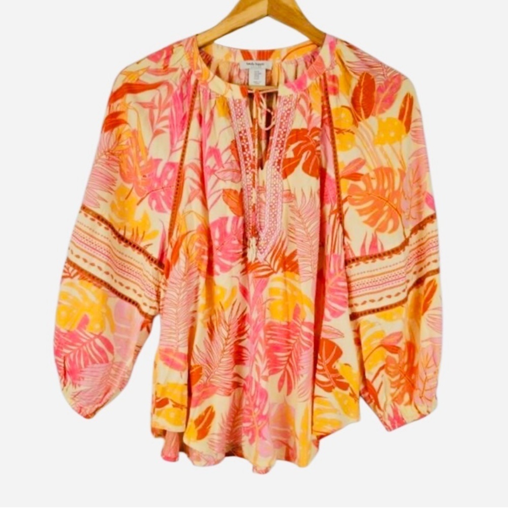 Haute Hippie Vibrant Leaf Print Blouse